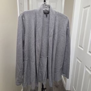 Talbots Cotton And Rayon Blend Gray Open-Front Knit Cardigan